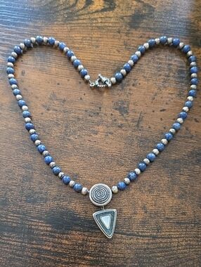 Vintage Carolyn Pollack Sterling Silver & Lapis Necklace - Designer Jewelry